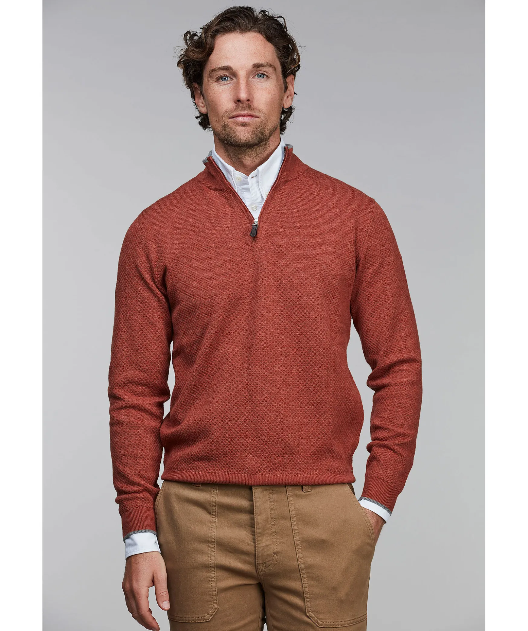 Half Zip Diamond Knit