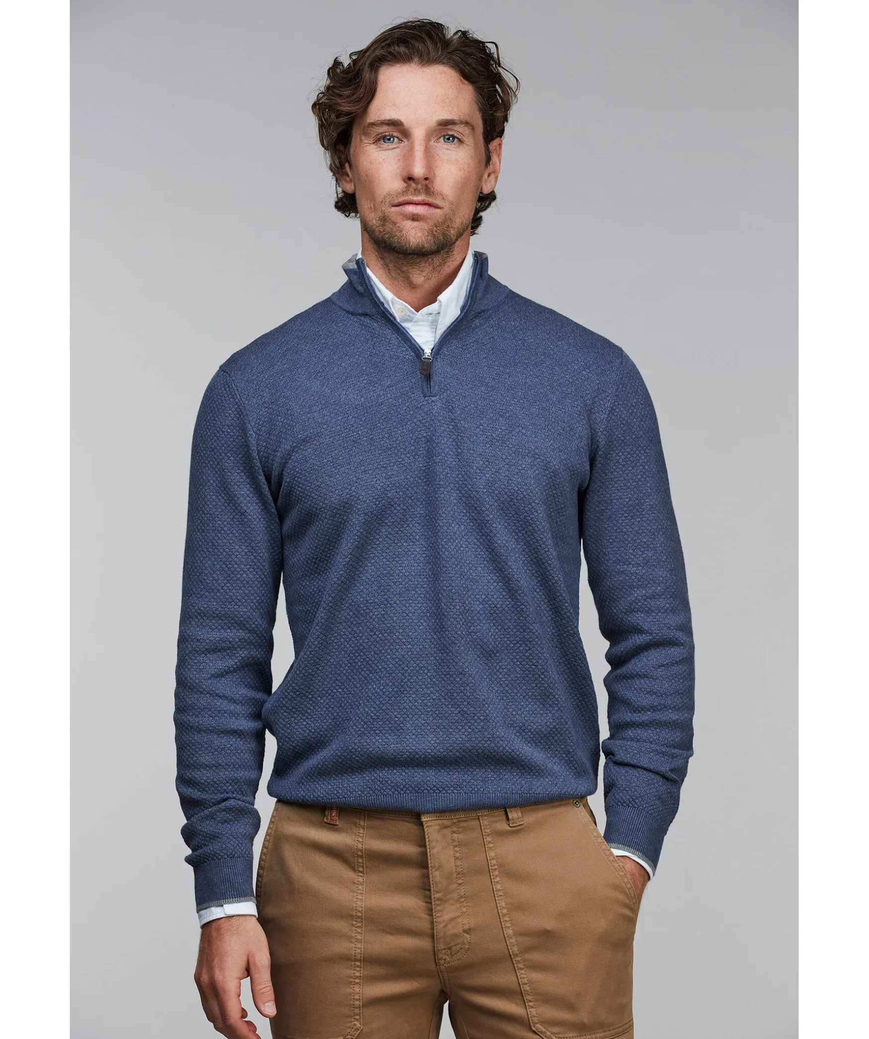 Half Zip Diamond Knit