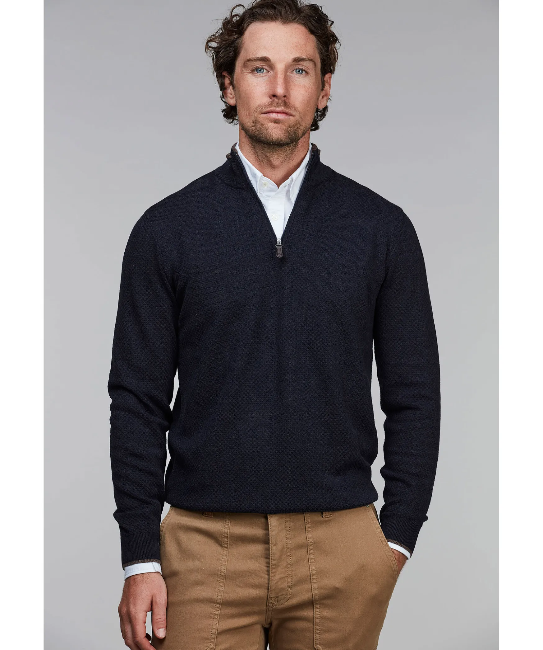 Half Zip Diamond Knit