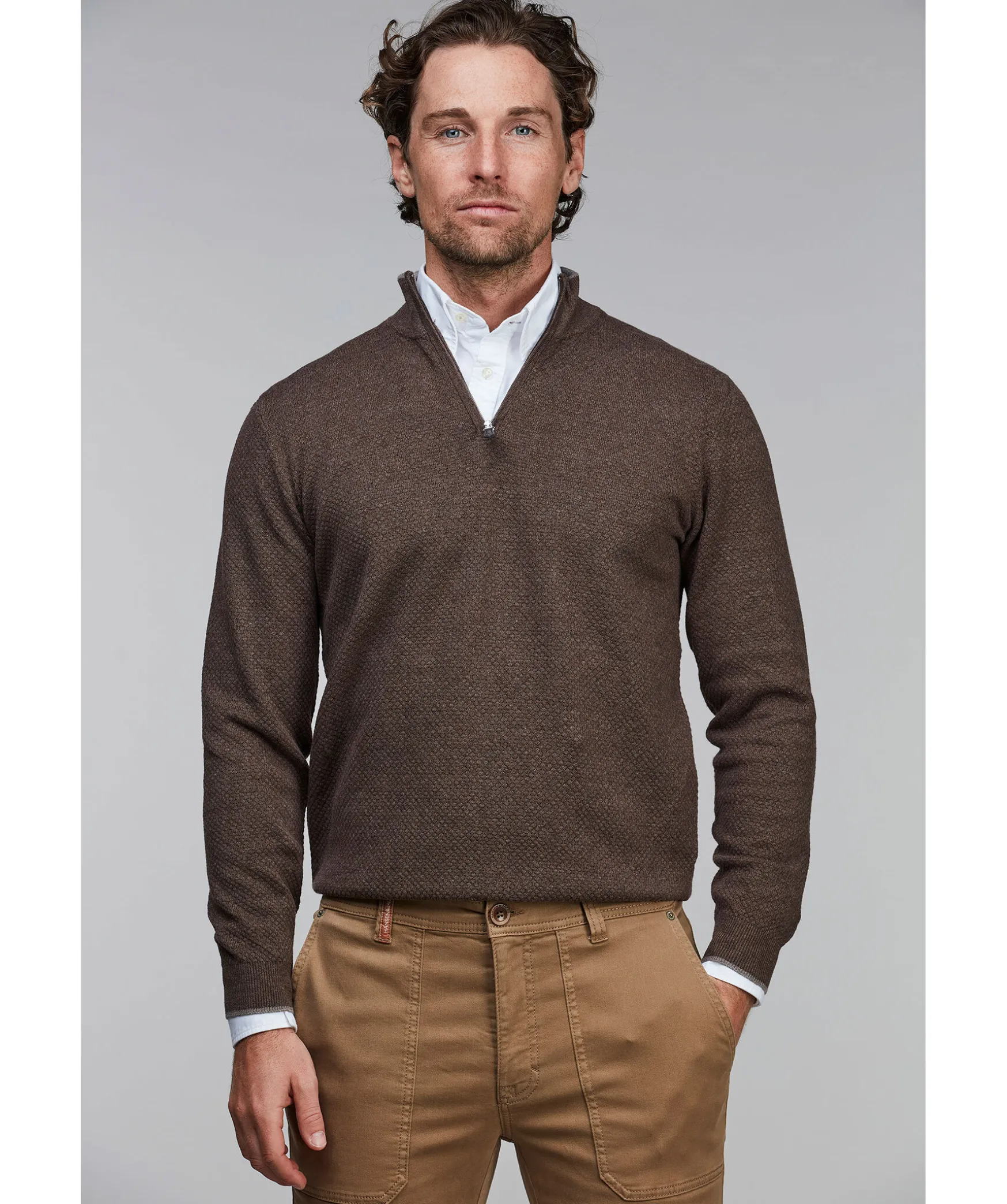 Half Zip Diamond Knit