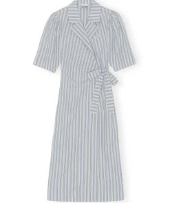 Stripe Cotton Wrap Dress