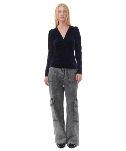 Velvet Jersey V-Neck Top